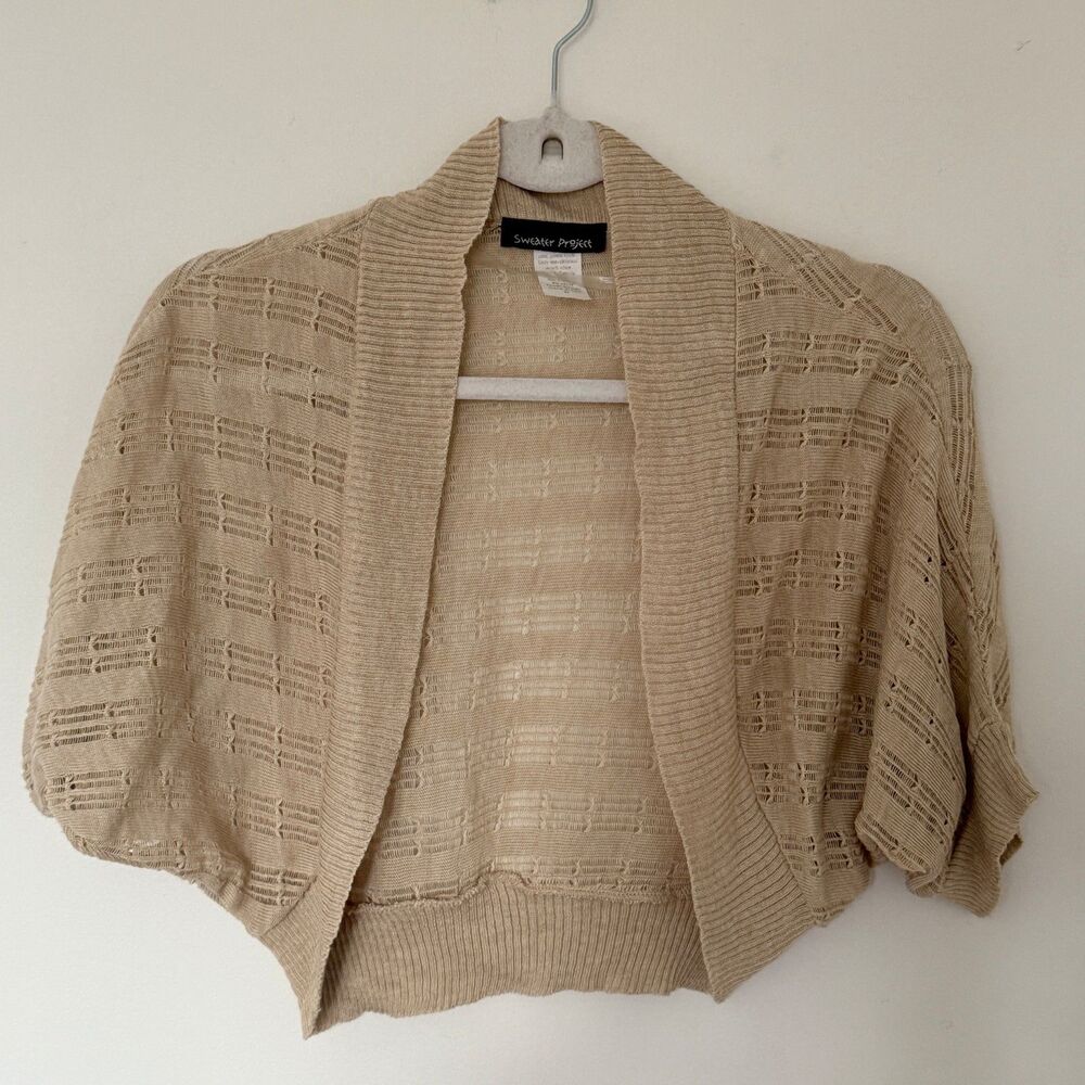 VTG Y2K Sugar Project Open Front Knit Batwing Bolero Crop Cardigan USA Sz M